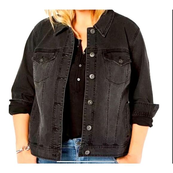 Black Distressed Washed Out Jean Jacket. - Picture 1 of 5